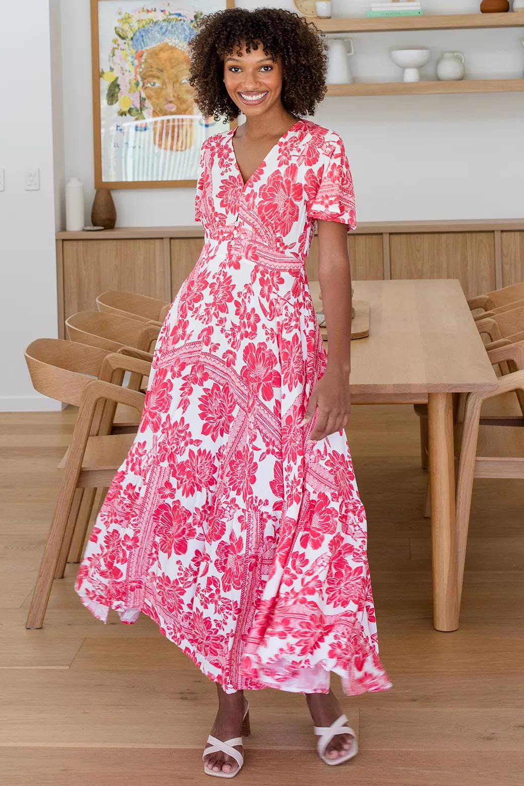 Bethany Maxi Dress Porsha Print Red White