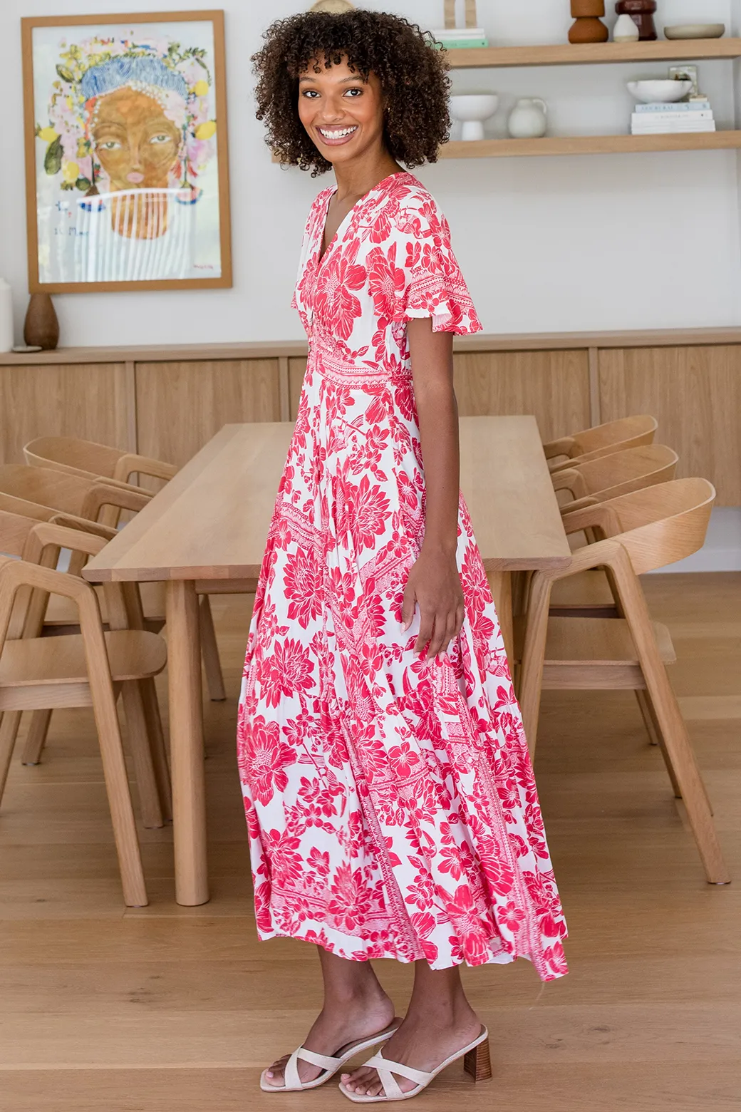 Bethany Maxi Dress Porsha Print Red White