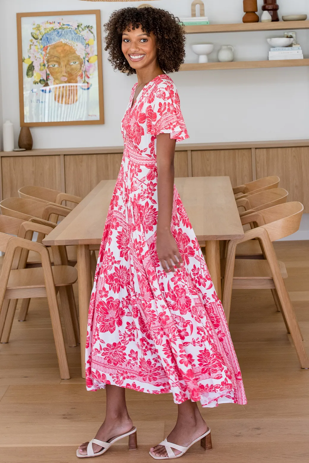 Bethany Maxi Dress Porsha Print Red White