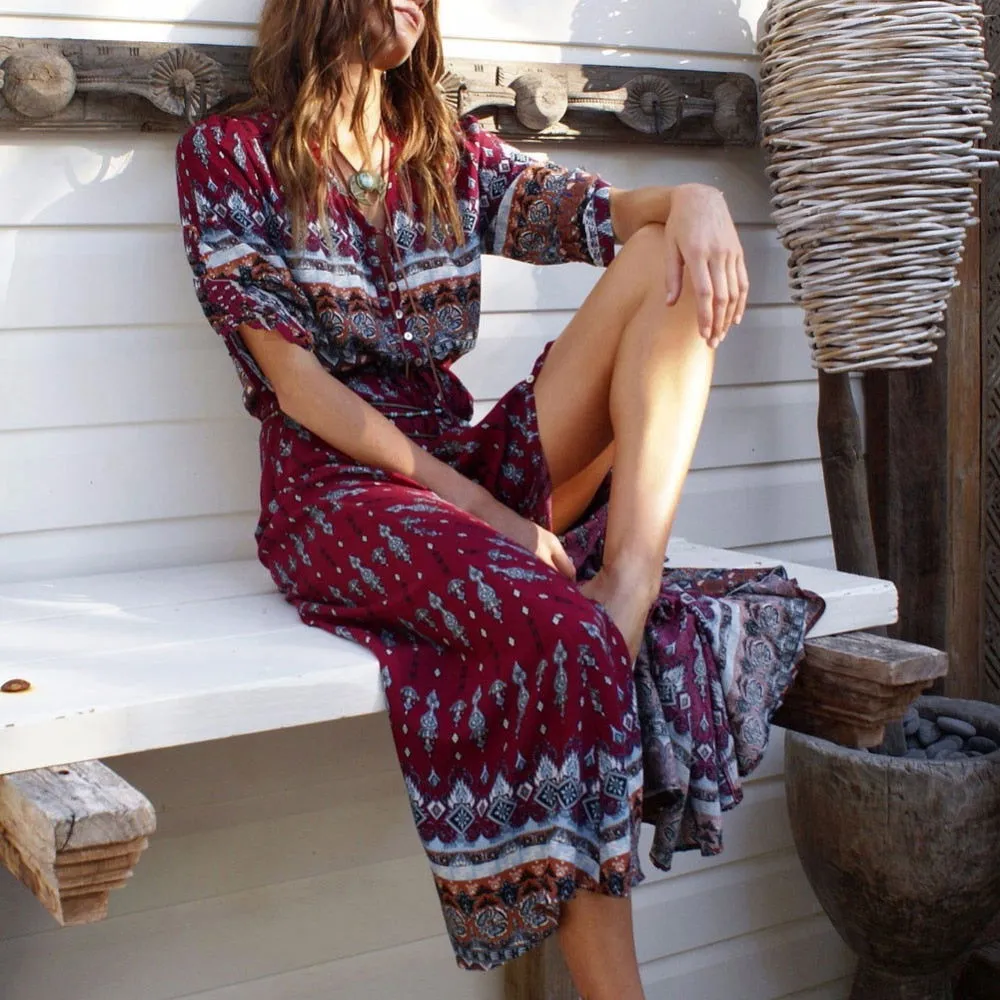 Cool Summer Breeze Festival Bohemian Maxi Dresses