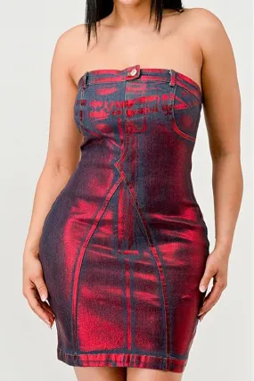 Crimson Temptation Denim Mini Dress