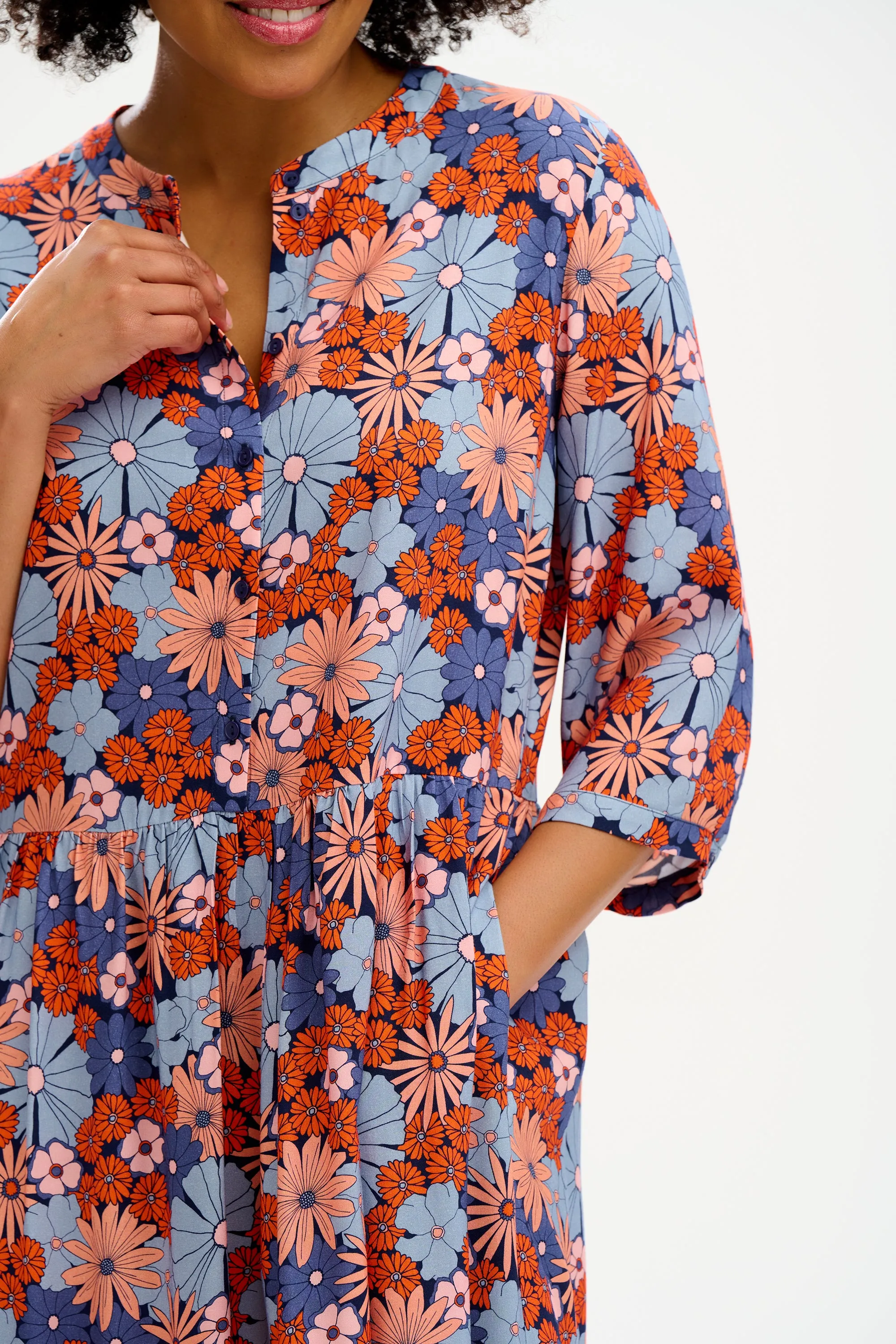 Lauren Maxi Smock Dress - Multi, Retro Floral