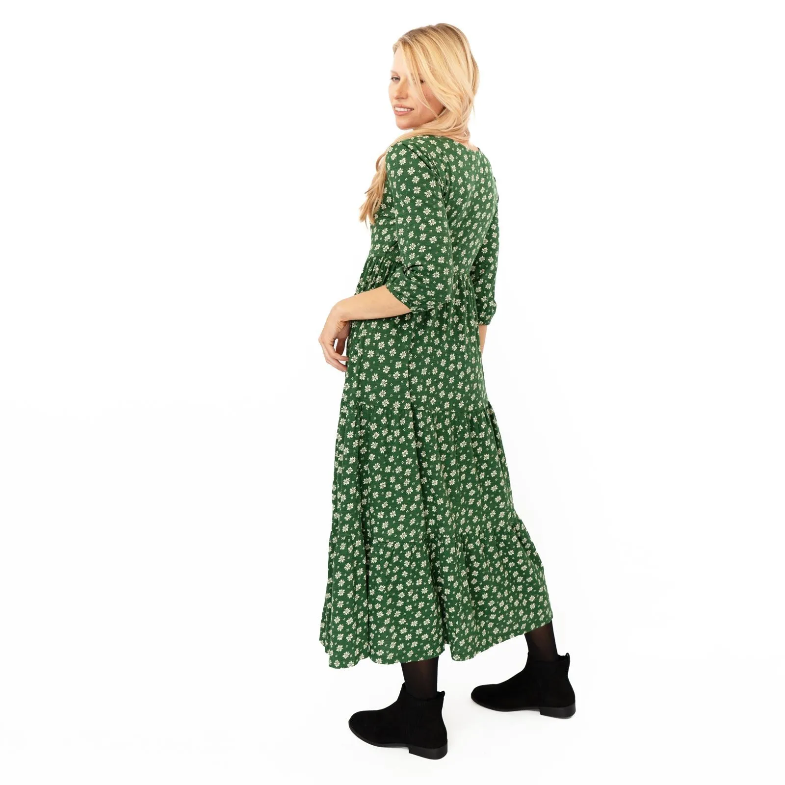 Seasalt Sky Branch Green Floral Jersey Midi Dress