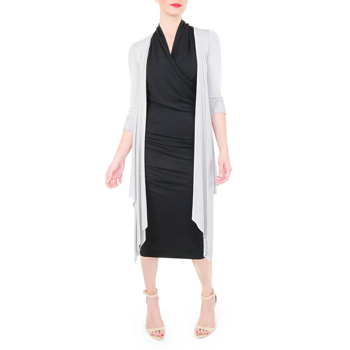 Sleeveless Midi Dress in Black Jersey